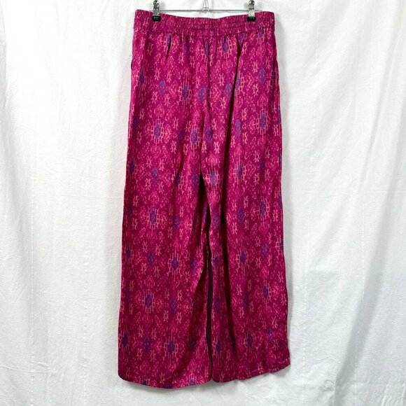 Lauren Ralph Lauren Pants Womens Sz S Geo-Print Satin Shantung Wide Leg Fuchsia - Picture 5 of 10